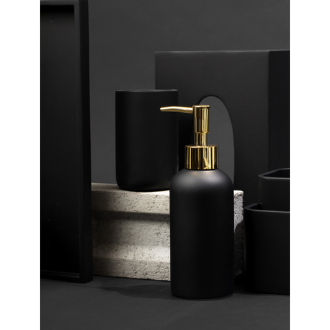 Matte Black Collection Liquid Soap Dispenser with Gold Pump – Essentra Home